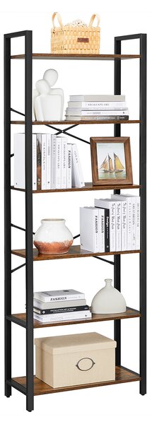 Biblioteca TAYLOR 6 rafturi 186x66 cm, rustic maro