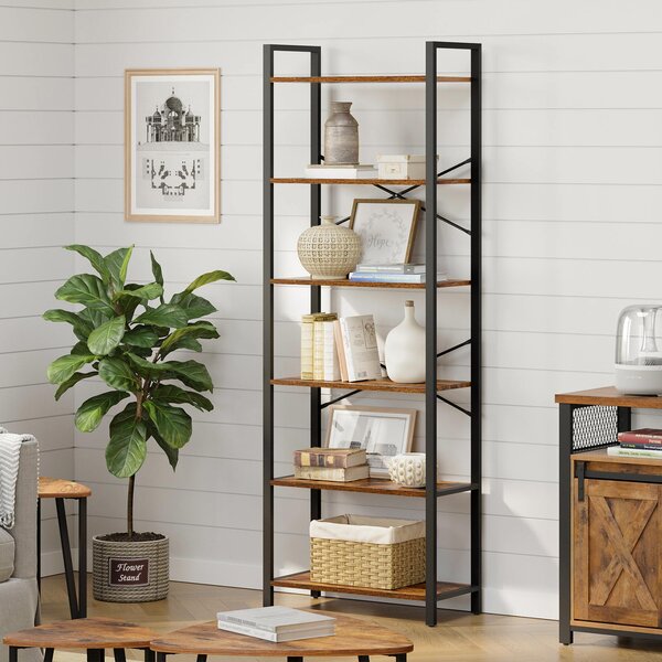 Biblioteca TAYLOR 6 rafturi 186x66 cm, rustic maro