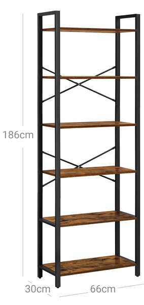 Biblioteca TAYLOR 6 rafturi 186x66 cm, rustic maro
