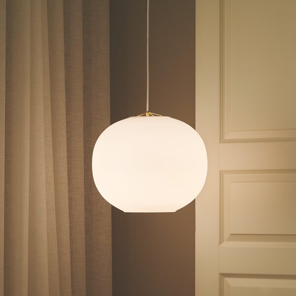 DFTP by Nordlux Lampă suspendată Navone, alb, sticlă, Ø 40 cm, 1 lumină, reglabil, Alb, Camera de zi / sufragerie, Sticlă