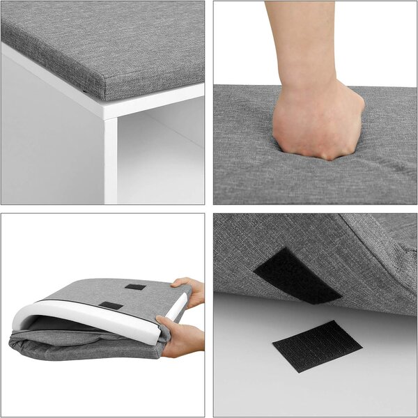 Banca pentru pantofi cu sezut gri si sertar WESO WHITE 104x30x48 cm, alb