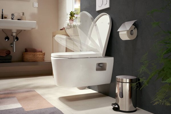 Capac vas WC suspendat Hansgrohe, ELUPURA ORIGINAL S, soft close, quick release, alb