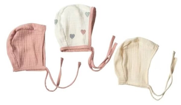 Set bebe nou-nascut 6 piese cu Baby Nest din muselina 90x50 cm, 3 paturici din muselina, 2 aleze reutilizabile impermeabile, organizator patut, 3 caciulite si 3 perechi manusi anti-zgarieturi Kidizi - Color Hearts