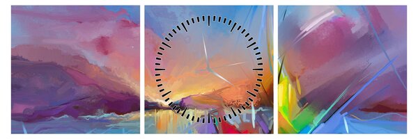 Tablou - Apus de soare (cu ceas) (90x30 cm)