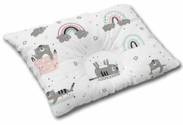Perna ergonomica bebelusi contra plagiocefaliei Kidizi 30x25 cm - Cats and Rainbow