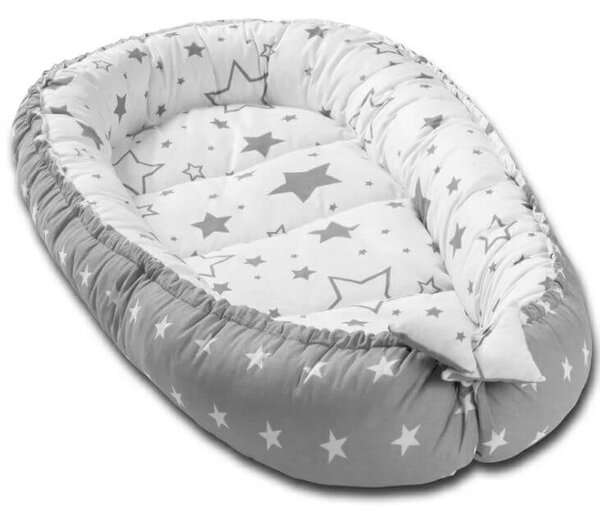 Set bebe nou-nascut 5 piese Kidizi - Baby Nest Cocoon 90x50 cm, prosop cu gluga 90x90 cm, paturica din muselina, perna impotriva plagiocefaliei si centura anticolici