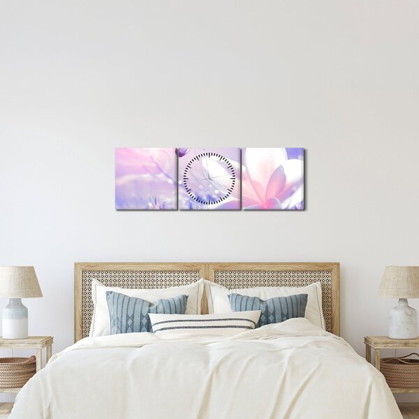 Tablou - Fluture lângă floare (cu ceas) (90x30 cm)