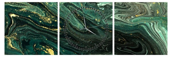 Tablou - Marmură verde (cu ceas) (90x30 cm)