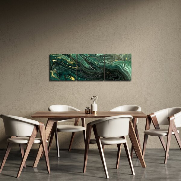 Tablou - Marmură verde (cu ceas) (90x30 cm)
