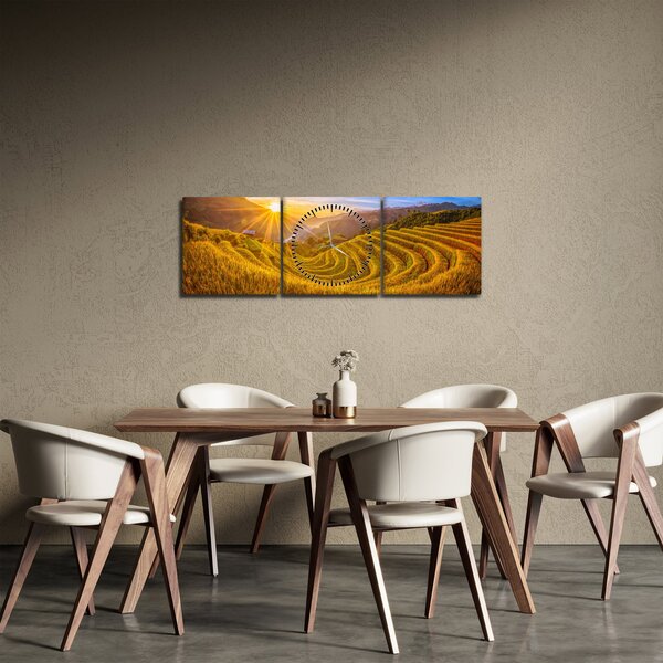 Tablou - Terasele de orez din Vietnam (cu ceas) (90x30 cm)