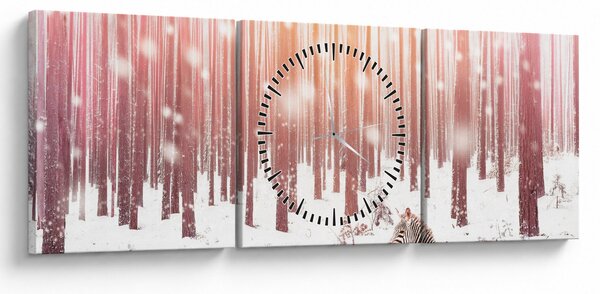 Tablou - Zebra în pădurea înzăpezită (cu ceas) (90x30 cm)