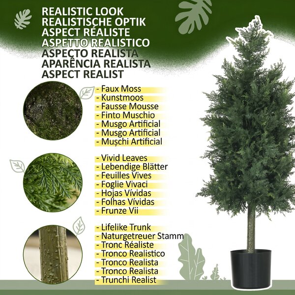 HOMCOM Arbori Topiari de Cedru Artificial, Set de 2 Plante Artificiale în Ghivece, Plante Decorative, 38x12.5x90 cm, Verde | Aosom Romania