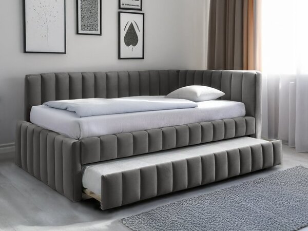 Pat tapitat COMFINO VELVET cu pat suplimentar 120x200 cm, gri