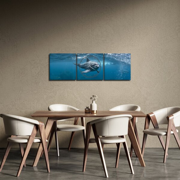 Tablou - Delfin sub apă (cu ceas) (90x30 cm)
