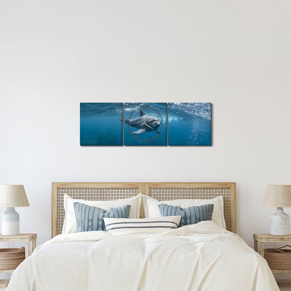 Tablou - Delfin sub apă (cu ceas) (90x30 cm)