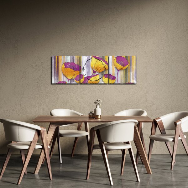 Tablou - Ilustrațir cu flori (cu ceas) (90x30 cm)