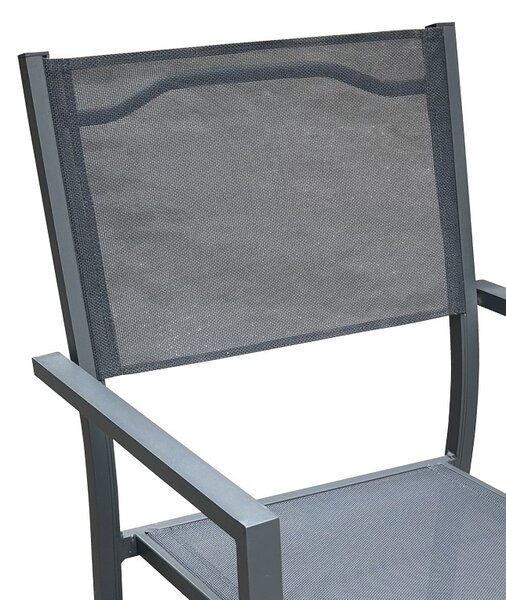 Fotoliu de exterior, Model Moly, culoare antracit, aluminiu si textil, 56,5x61x87,5 cm