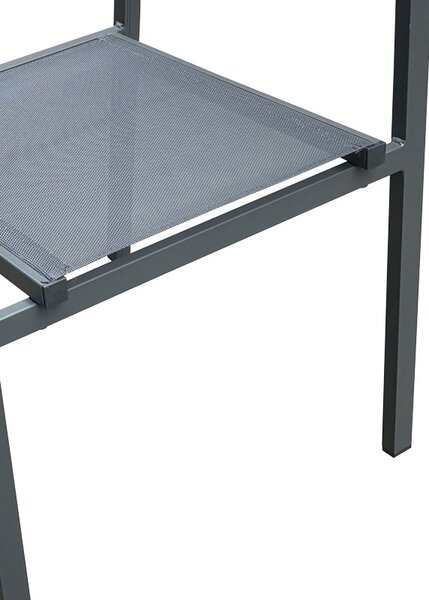 Fotoliu de exterior, Model Moly, culoare antracit, aluminiu si textil, 56,5x61x87,5 cm