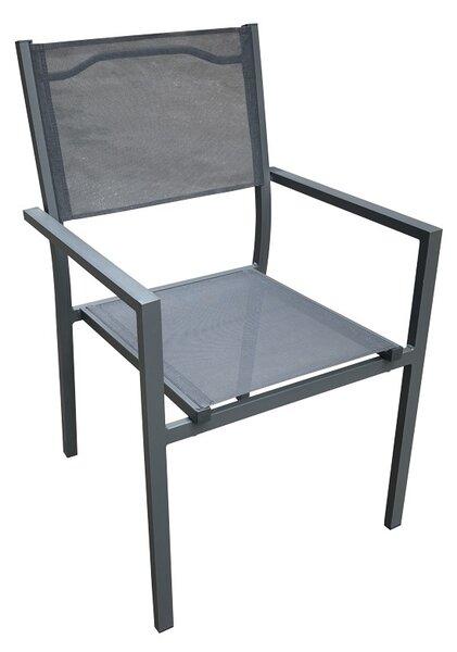 Fotoliu de exterior, Model Moly, culoare antracit, aluminiu si textil, 56,5x61x87,5 cm