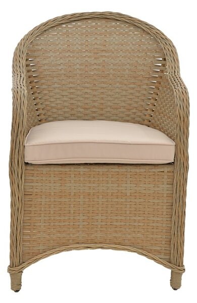 Fotoliu de exterior, Model Hadrian, culoare maro, rattan si textil, 70x57x85 cm