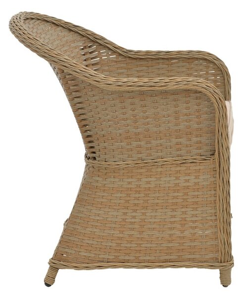 Fotoliu de exterior, Model Hadrian, culoare maro, rattan si textil, 70x57x85 cm