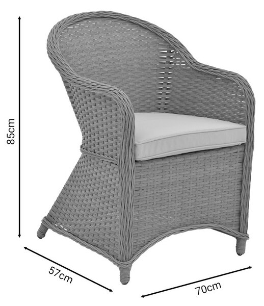 Fotoliu de exterior, Model Hadrian, culoare maro, rattan si textil, 70x57x85 cm