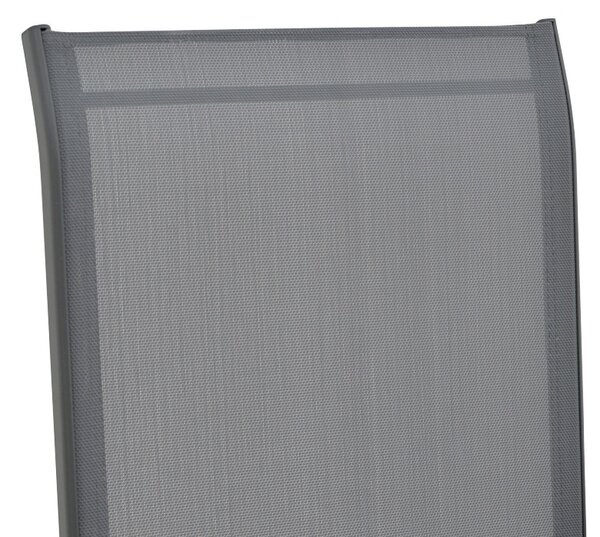 Fotoliu de exterior, Model Azelie, culoare gri inchis, aluminiu si textil, 77x55x94 cm