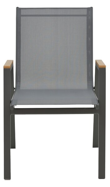 Fotoliu de exterior, Model Azelie, culoare gri inchis, aluminiu si textil, 77x55x94 cm