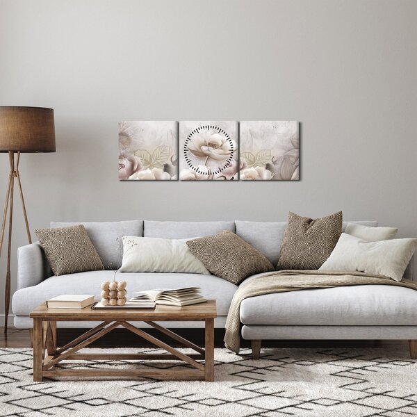 Tablou - Tufe roz (cu ceas) (90x30 cm)