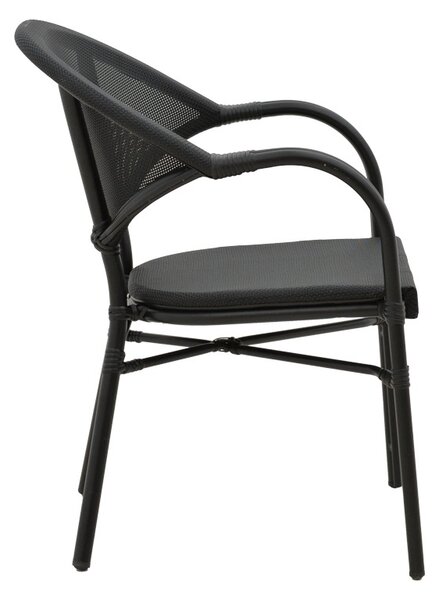 Fotoliu de exterior, Model Elyza, culoare negru, aluminiu si textil, 57x62x84 cm