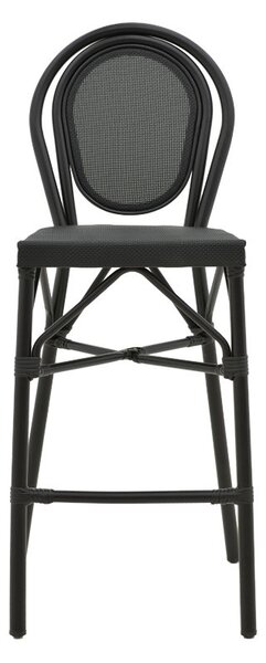 Scaun de bar pentru exterior, Model Dezyan, culoare negru, aluminiu si textil, 41.5x53.5x116 cm