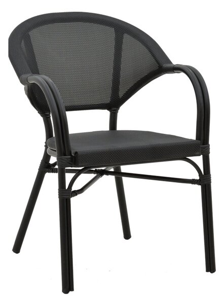 Fotoliu de exterior, Model Elyza, culoare negru, aluminiu si textil, 57x62x84 cm