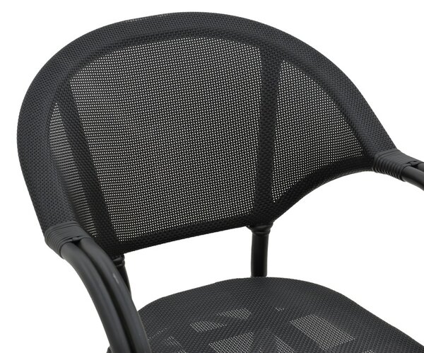 Fotoliu de exterior, Model Elyza, culoare negru, aluminiu si textil, 57x62x84 cm