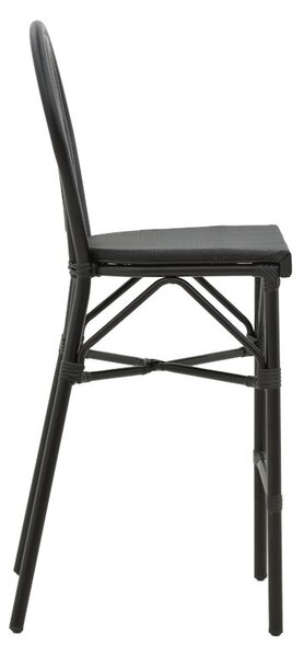 Scaun de bar pentru exterior, Model Dezyan, culoare negru, aluminiu si textil, 41.5x53.5x116 cm