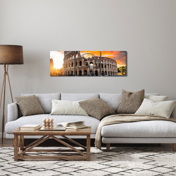 Tablou - Coloseum din Roma (cu ceas) (90x30 cm)