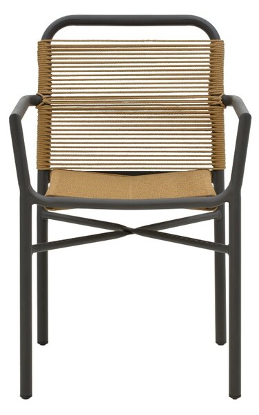 Fotoliu de exterior, Model Clutch, culoare natural si antracit, metal, 55x56x80 cm