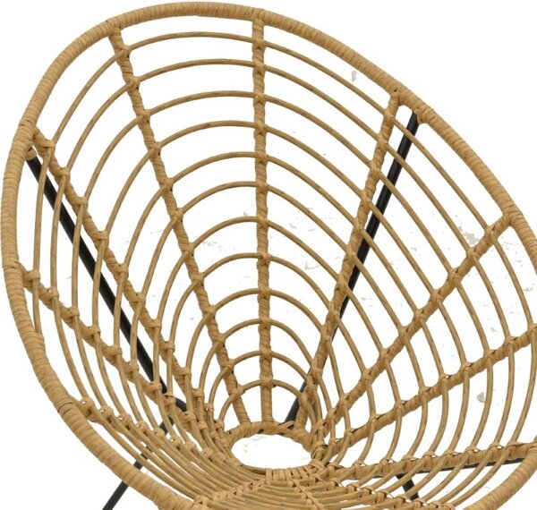 Fotoliu de exterior, Model Naoki, culoare natural si negru, metal si poliratan, 78x74x87 cm