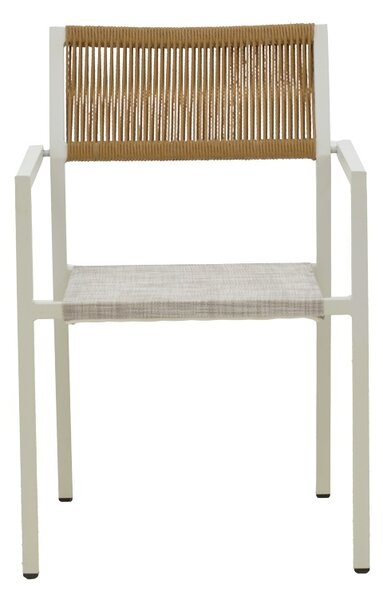 Fotoliu de exterior, Model Savor, culoare alb si natural, aluminiu si textil, 55x58x63 cm