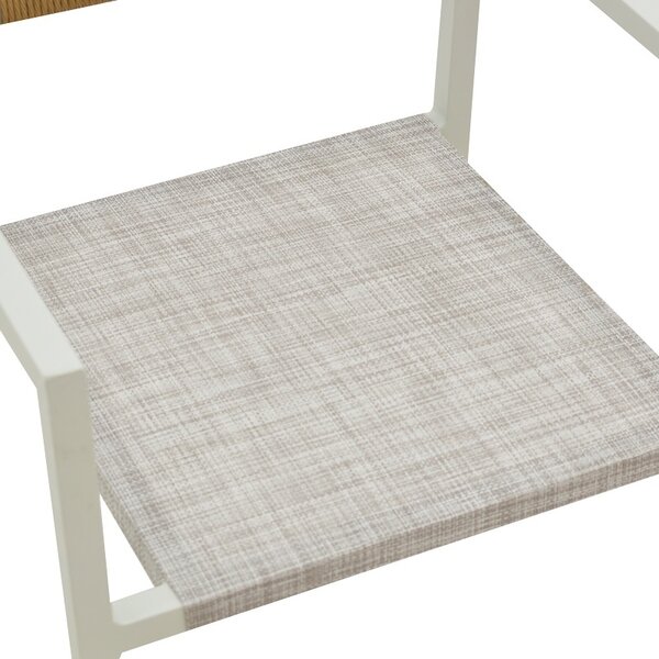 Fotoliu de exterior, Model Savor, culoare alb si natural, aluminiu si textil, 55x58x63 cm
