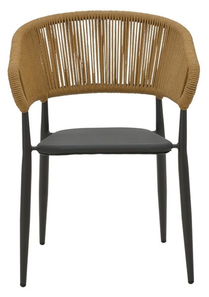 Fotoliu de exterior, Model Raven, culoare natural si antracit, rattan si textil, 57x62x78 cm