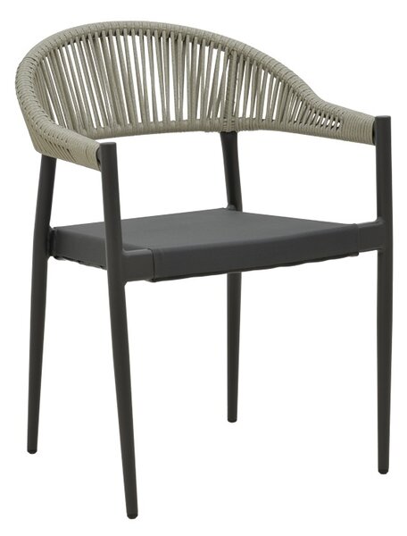 Fotoliu de exterior, Model Elation, culoare antracit, aluminiu si poliratan, 56x62x77 cm