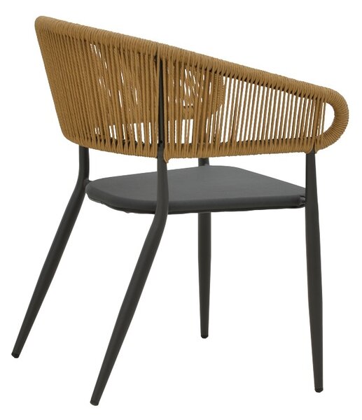 Fotoliu de exterior, Model Raven, culoare natural si antracit, rattan si textil, 57x62x78 cm