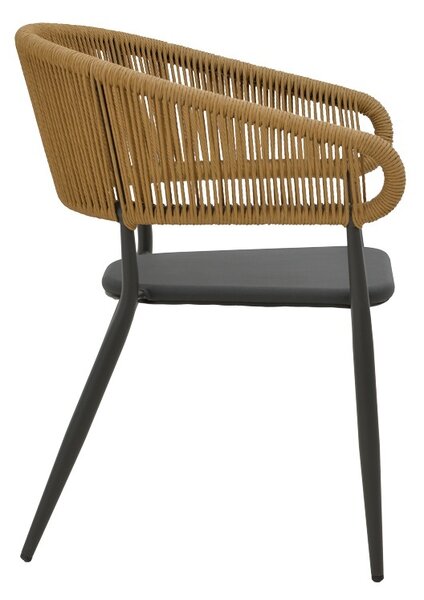 Fotoliu de exterior, Model Raven, culoare natural si antracit, rattan si textil, 57x62x78 cm