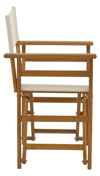 Fotoliu de exterior tip regizor, Model Bistrual, culoare alb si natural, lemn masiv salcam si textil