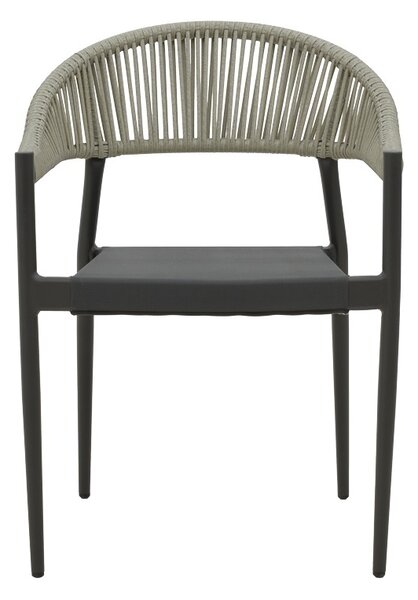 Fotoliu de exterior, Model Elation, culoare antracit, aluminiu si poliratan, 56x62x77 cm