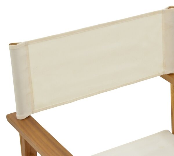 Fotoliu de exterior tip regizor, Model Bistrual, culoare alb si natural, lemn masiv salcam si textil