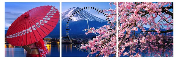 Tablou - cu privire la munte - Japonia (cu ceas) (90x30 cm)