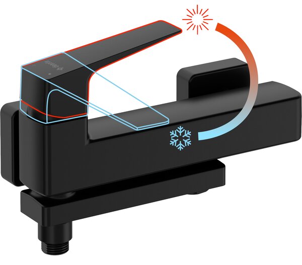 Deante Blur, baterie de cadă cu montare pe perete și gură rotativă, 150 mm, negru mat, DEA-BQL_N12M
