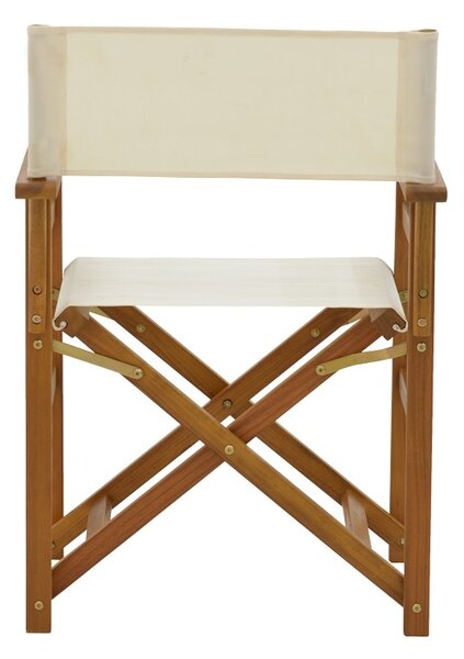 Fotoliu de exterior tip regizor, Model Bistrual, culoare alb si natural, lemn masiv salcam si textil