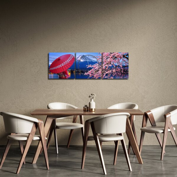 Tablou - cu privire la munte - Japonia (cu ceas) (90x30 cm)